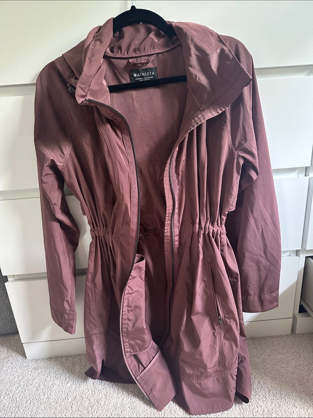 Athleta Rose Trench Coat with Hood